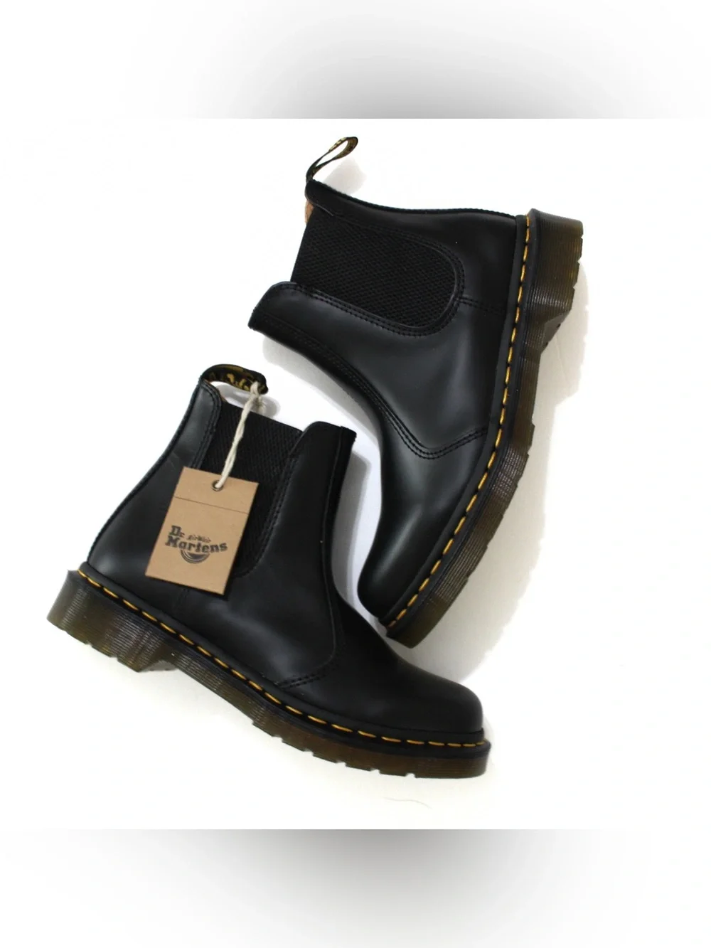 Dr. Martens 2976 Yellow Stitch Smooth Leather Chelsea Boots